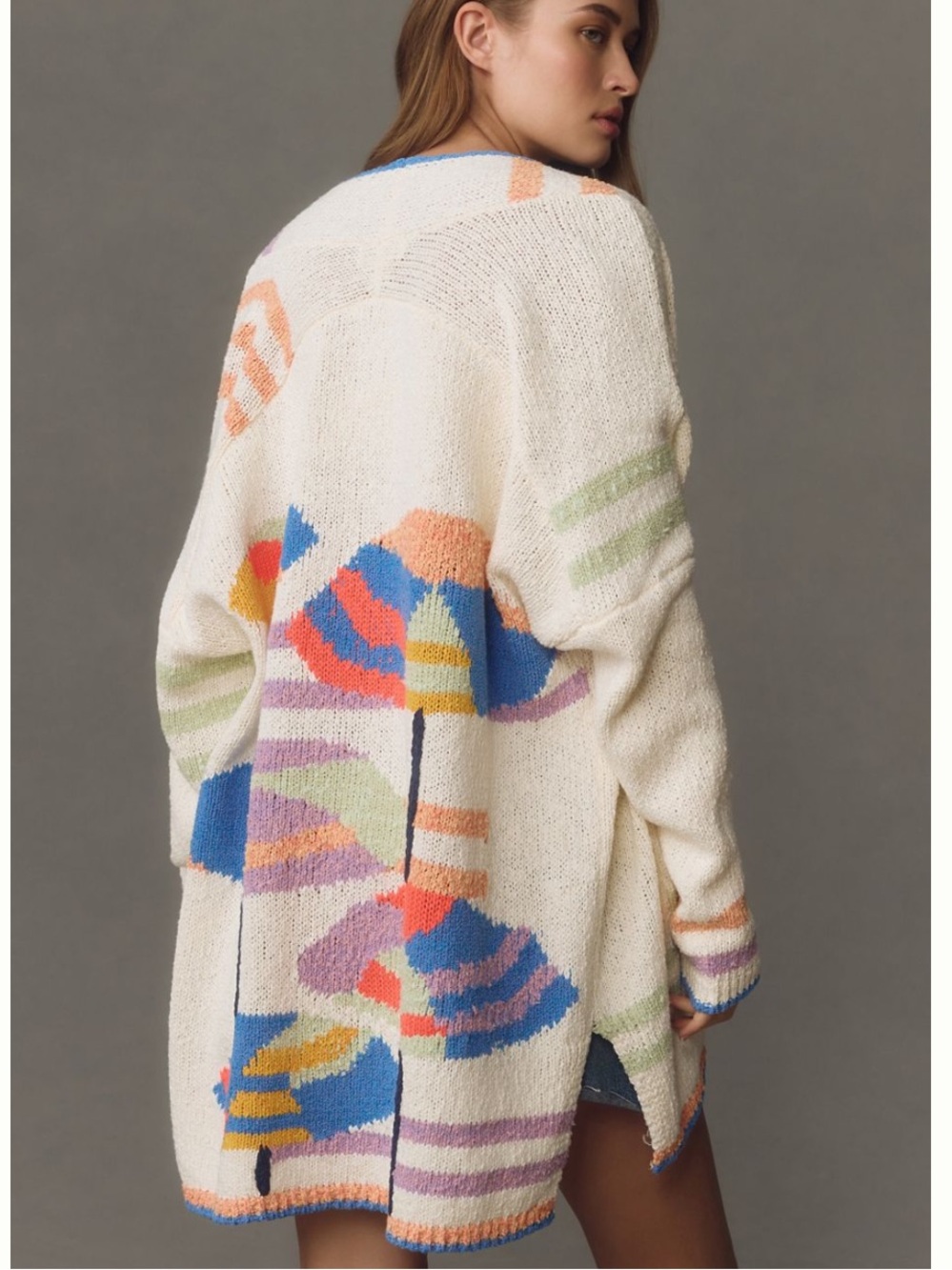 Anthropologie Maeve Umbrella Cardigan Open Front Women's Sweater Cream M/L